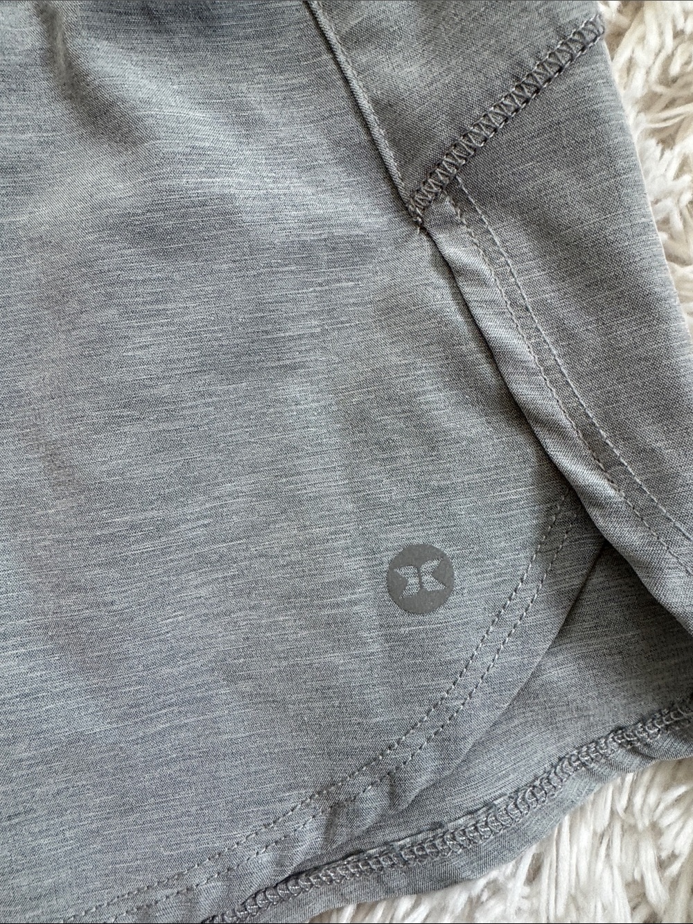 RBX Women's Light Heather Gray Running Athletic Shorts w/Wide Waist Zip Pocket - Picture 3 of 8